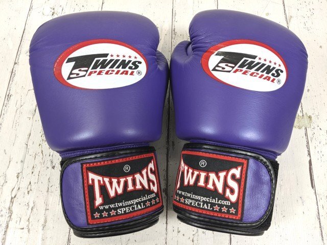 【10yt394】格闘技 ボクシンググローブ マジックテープ式 TWINS ツインズ スペシャル パープル サイズ:12oz◆p59♪_画像1