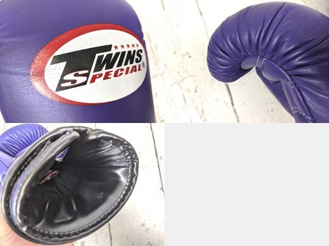 【10yt394】格闘技 ボクシンググローブ マジックテープ式 TWINS ツインズ スペシャル パープル サイズ:12oz◆p59♪_画像6