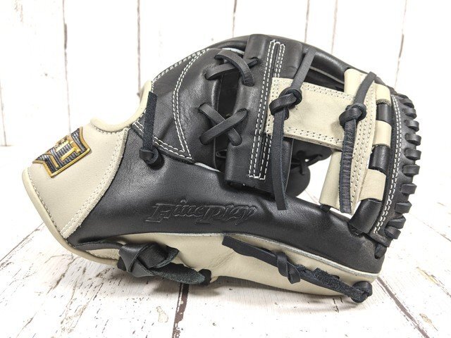 【11yt031】一般軟式野球用グローブ ZETT ゼット Fine play ファインプレイ BRGB35520Z ブラック×グレー 右投げ オールラウンド用◆D08♪_画像1