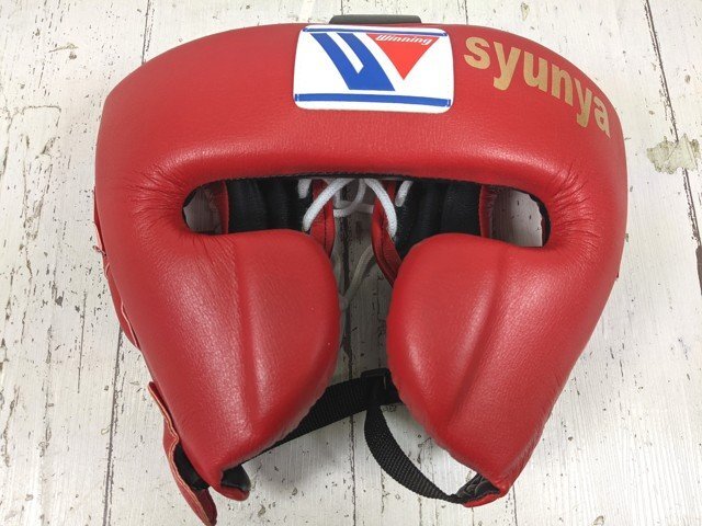【10yt395】格闘技 ボクシング用品 Winning ウィニング ヘッドギア ヘッドガード レッド FG-2900 サイズ：M◆p59♪_画像1