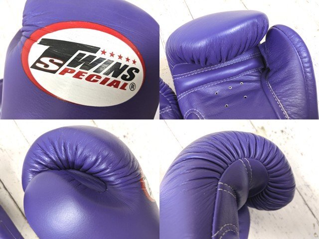 【10yt394】格闘技 ボクシンググローブ マジックテープ式 TWINS ツインズ スペシャル パープル サイズ:12oz◆p59♪_画像3