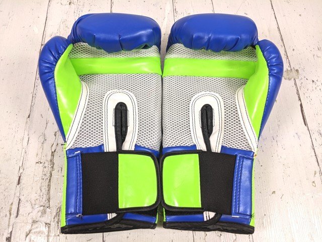 【10yt392】格闘技 ボクシンググローブ マジックテープ式 エバーラスト EVERLAST 青×緑 サイズ:16oz◆p54♪_画像2