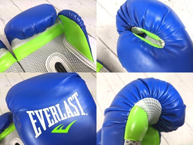 【10yt392】格闘技 ボクシンググローブ マジックテープ式 エバーラスト EVERLAST 青×緑 サイズ:16oz◆p54♪_画像3