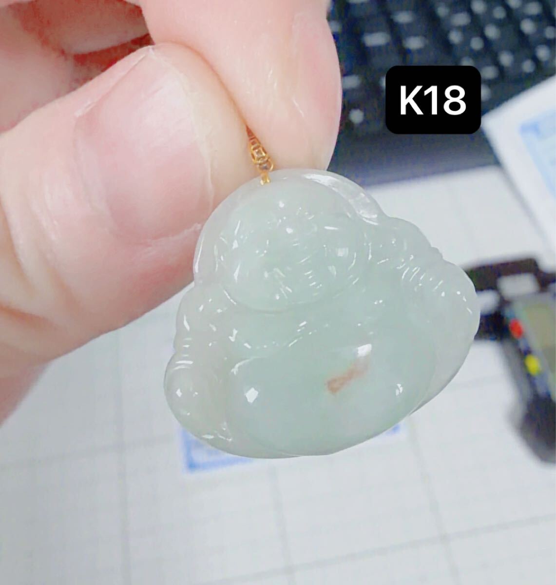 CS-0055天然本翡翠《本物保証》翡翠ペンダント K18 チェーンS925 一点物 希少 縁起物 ミャンマー産 パワーストーン 海外鑑定書付き_画像1