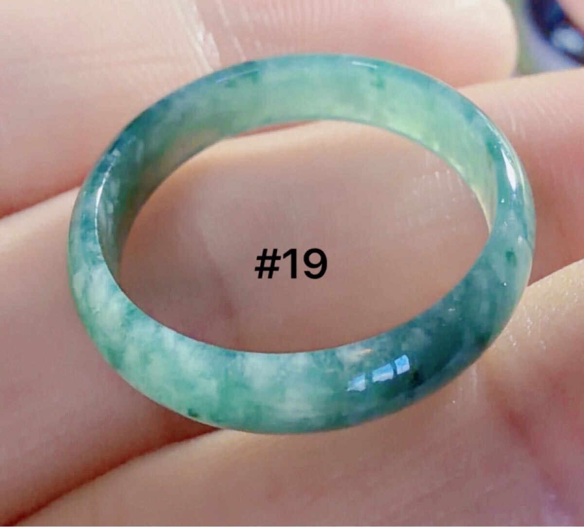 CS-0119天然本翡翠《本物保証》 藍水翡翠 指輪約19号 一点物 希少 縁起物 お守り 魔除け 昇進 成功 風水 金運 財運 幸運 幸福_画像1