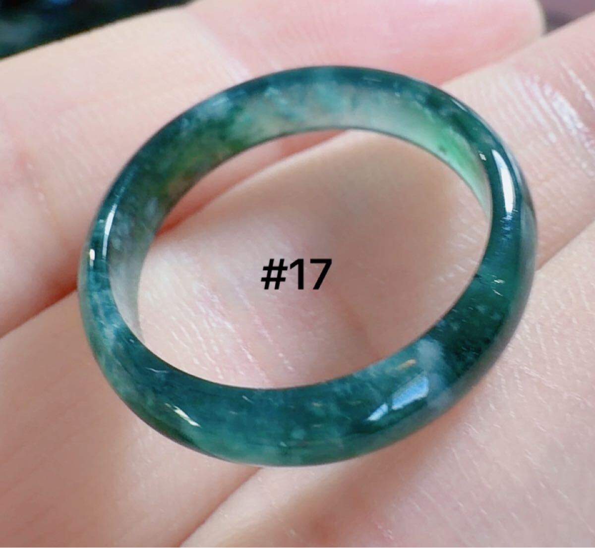 CS-0123天然本翡翠《本物保証》 藍水翡翠 指輪約17号 一点物 希少 縁起物 お守り 魔除け 昇進 成功 風水 金運 財運 幸運 幸福_画像1