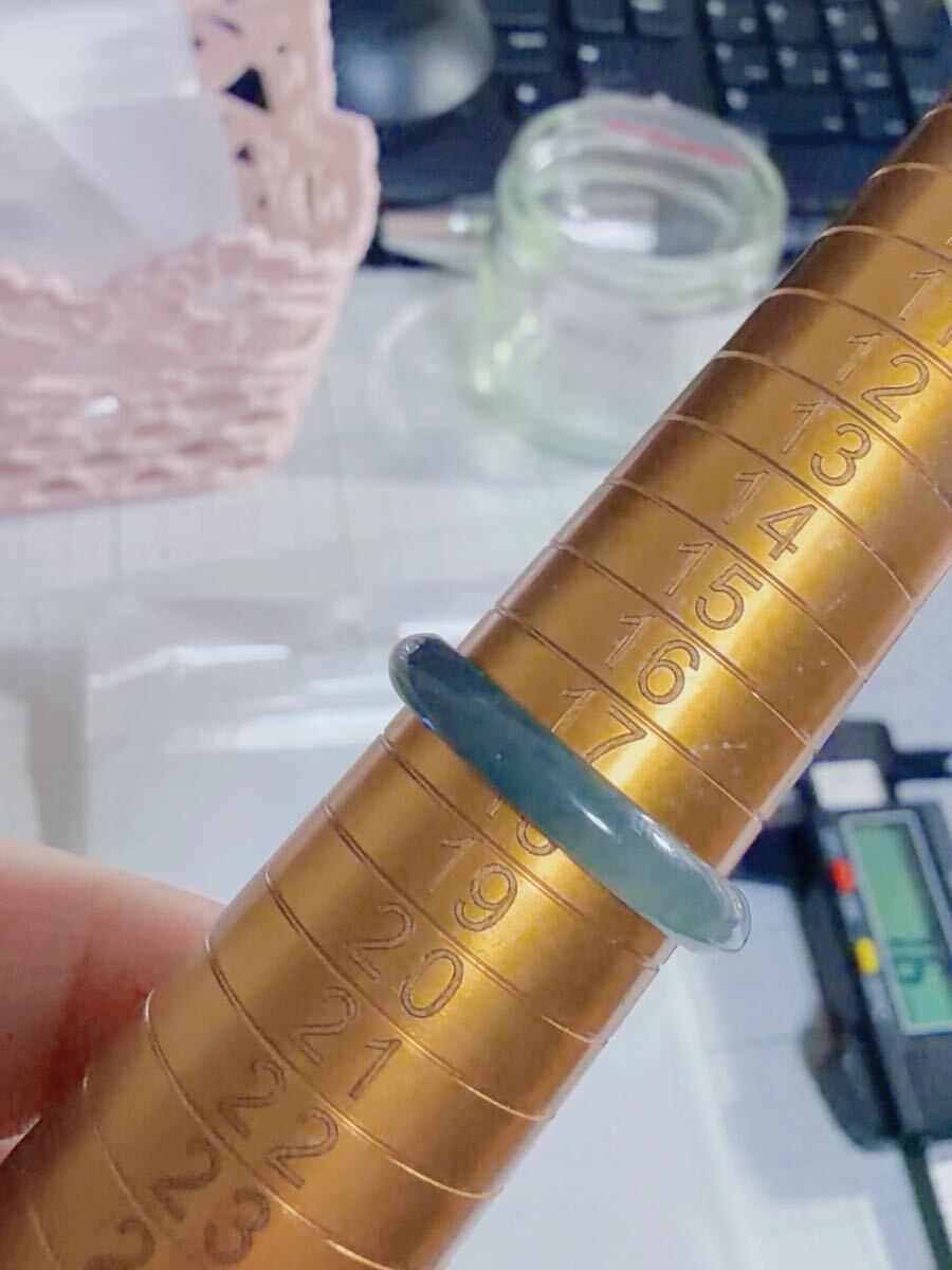 CS-0099天然本翡翠《本物保証》 藍水翡翠 指輪約17～18号 一点物 希少 縁起物 お守り 魔除け 昇進 成功 風水 金運 財運 幸運 幸福_画像4