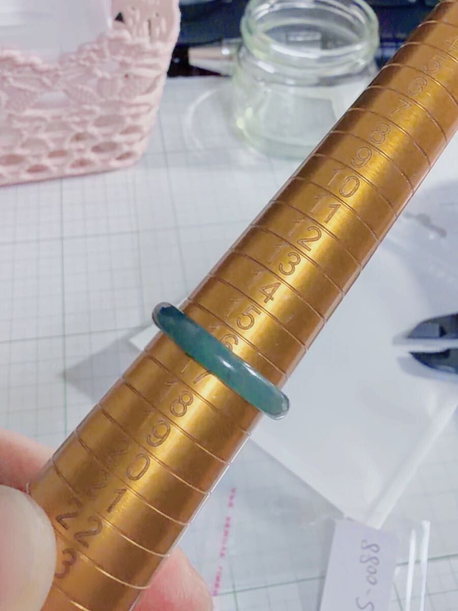 CS-0088天然本翡翠《本物保証》 藍水翡翠 指輪約16～17号 一点物 希少 縁起物 お守り 魔除け 昇進 成功 風水 金運 財運 幸運 幸福_画像4