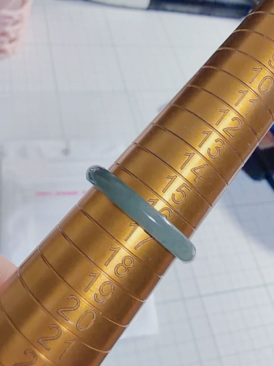 CS-0082天然本翡翠《本物保証》 藍水翡翠 指輪約16～17号 一点物 希少 縁起物 お守り 魔除け 昇進 成功 風水 金運 財運 幸運 幸福_画像4