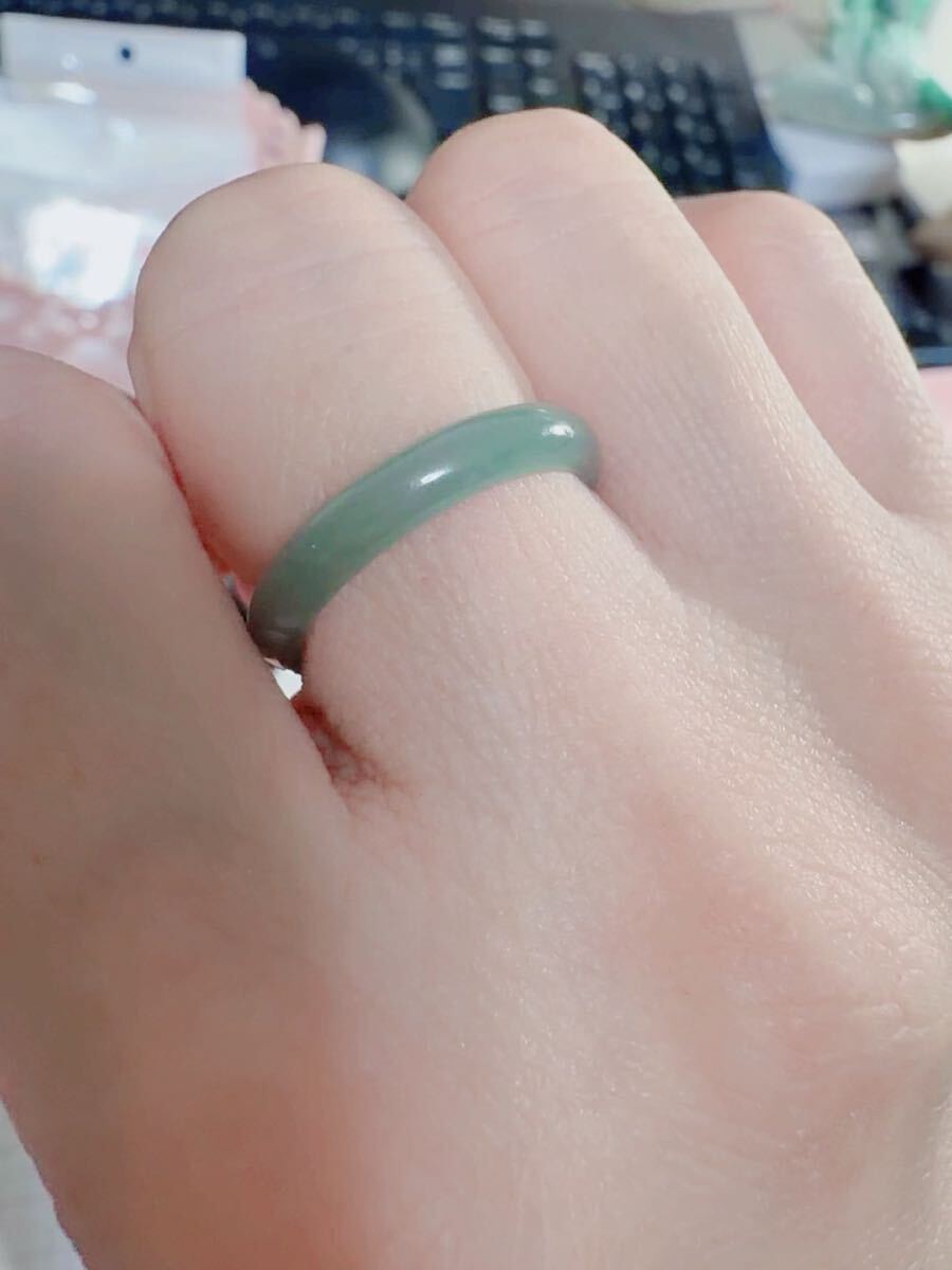 CS-0081天然本翡翠《本物保証》 藍水翡翠 指輪約16号 一点物 希少 縁起物 お守り 魔除け 昇進 成功 風水 金運 財運 幸運 幸福_画像3