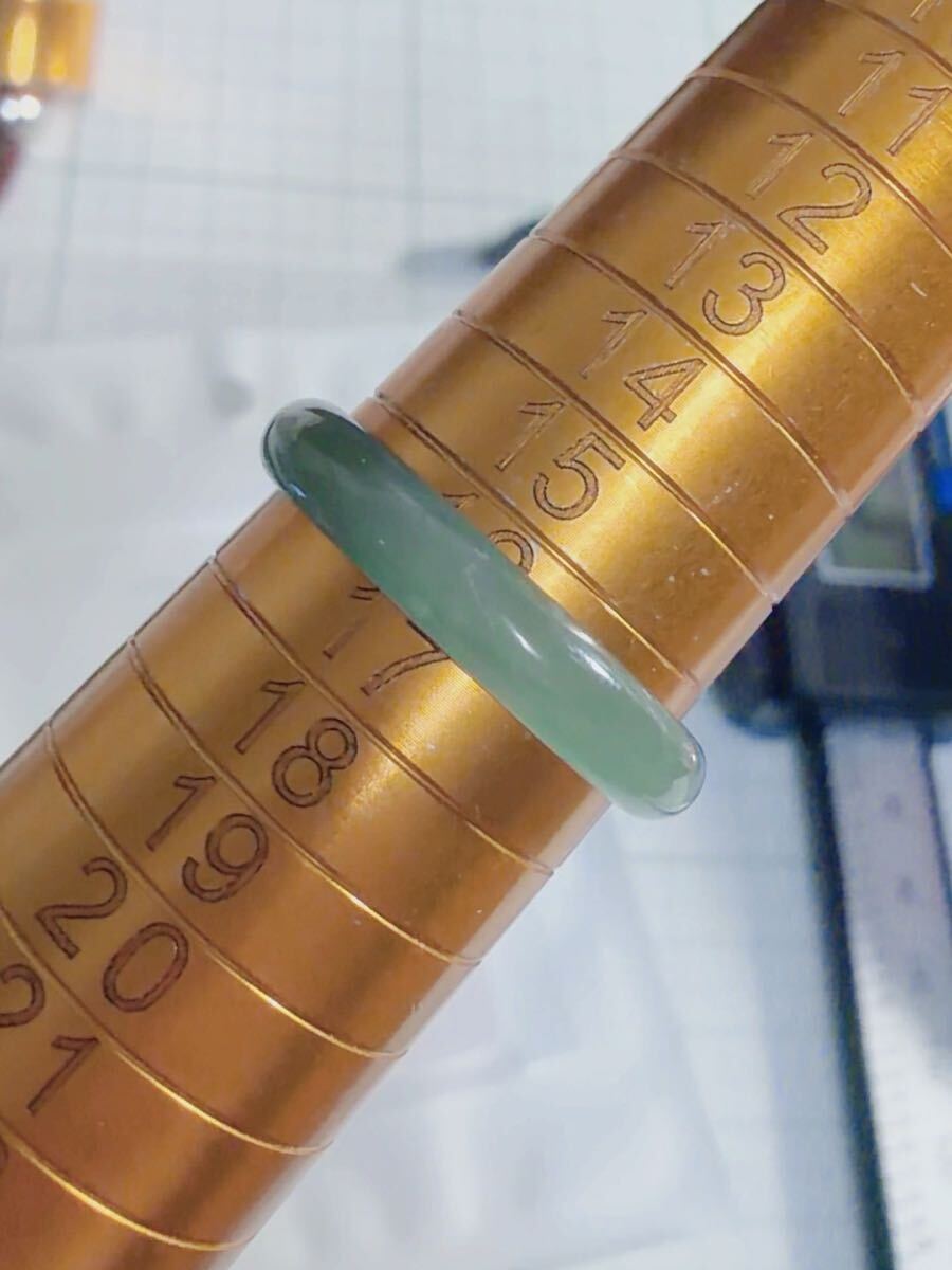 CS-0081天然本翡翠《本物保証》 藍水翡翠 指輪約16号 一点物 希少 縁起物 お守り 魔除け 昇進 成功 風水 金運 財運 幸運 幸福_画像4