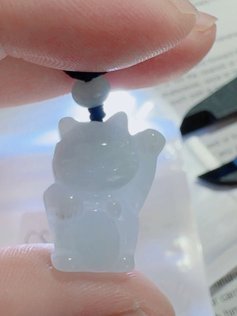 CS-0026天然本翡翠《本物保証》「招財猫」ペンダント 一品一図 高卿品質 一点物 魔除け 昇進 成功 風水 金運運 幸運 縁起物 パワーストーン_画像3