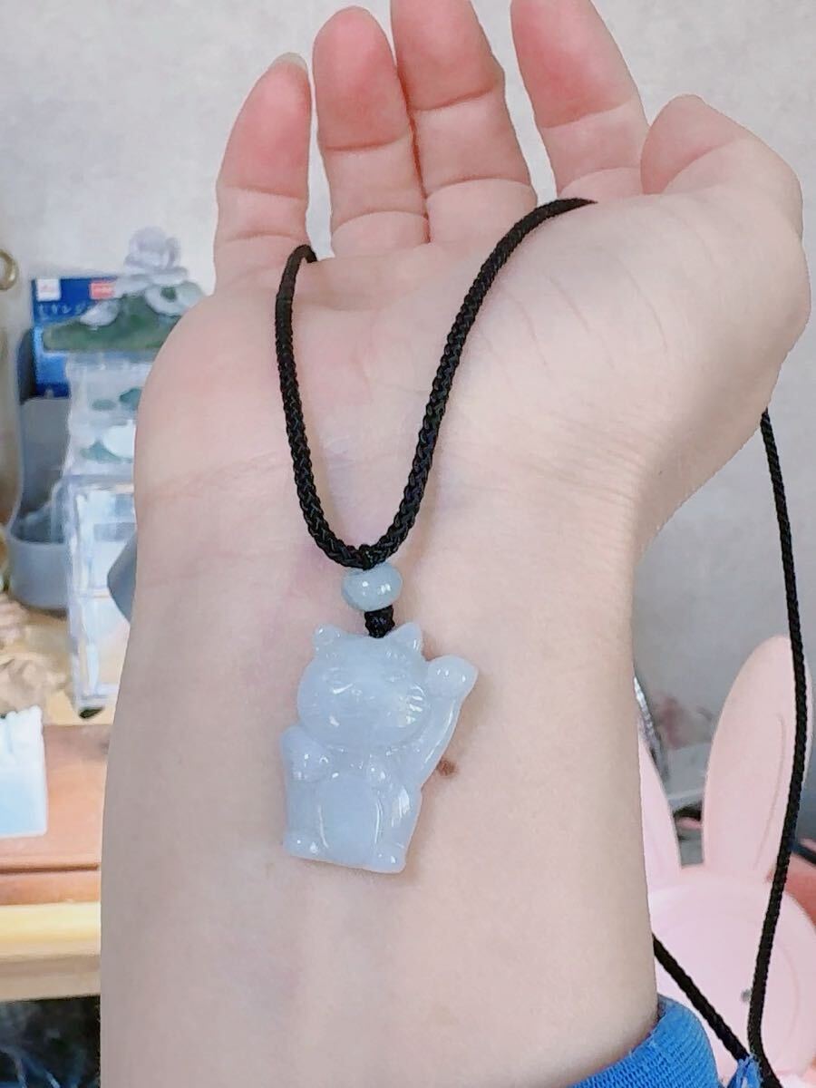 CS-0026天然本翡翠《本物保証》「招財猫」ペンダント 一品一図 高卿品質 一点物 魔除け 昇進 成功 風水 金運運 幸運 縁起物 パワーストーン_画像5