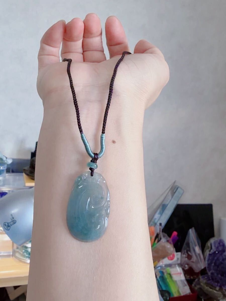 CS-0023天然本翡翠《本物保証》 ひすいペンダント 一点物 魔除け 昇進 成功 風水 金運 財運 幸運 幸福 縁起物 パワーストーン_画像5