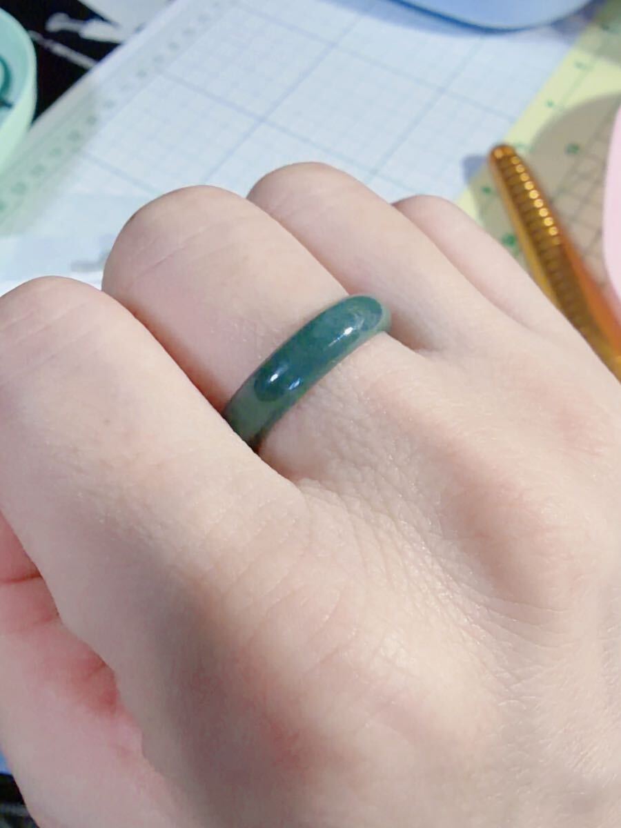 CS-0117天然本翡翠《本物保証》 藍水翡翠 指輪約17～18号 一点物 希少 縁起物 お守り 魔除け 昇進 成功 風水 金運 財運 幸運 幸福_画像3