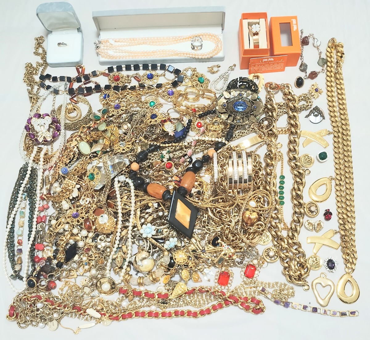 [1 иен ~] позолоченный аксессуары много суммировать примерно 7.1kg K10×SV кольцо натуральный камень жемчуг бренд SV печать есть колье breath др. декортивный элемент 