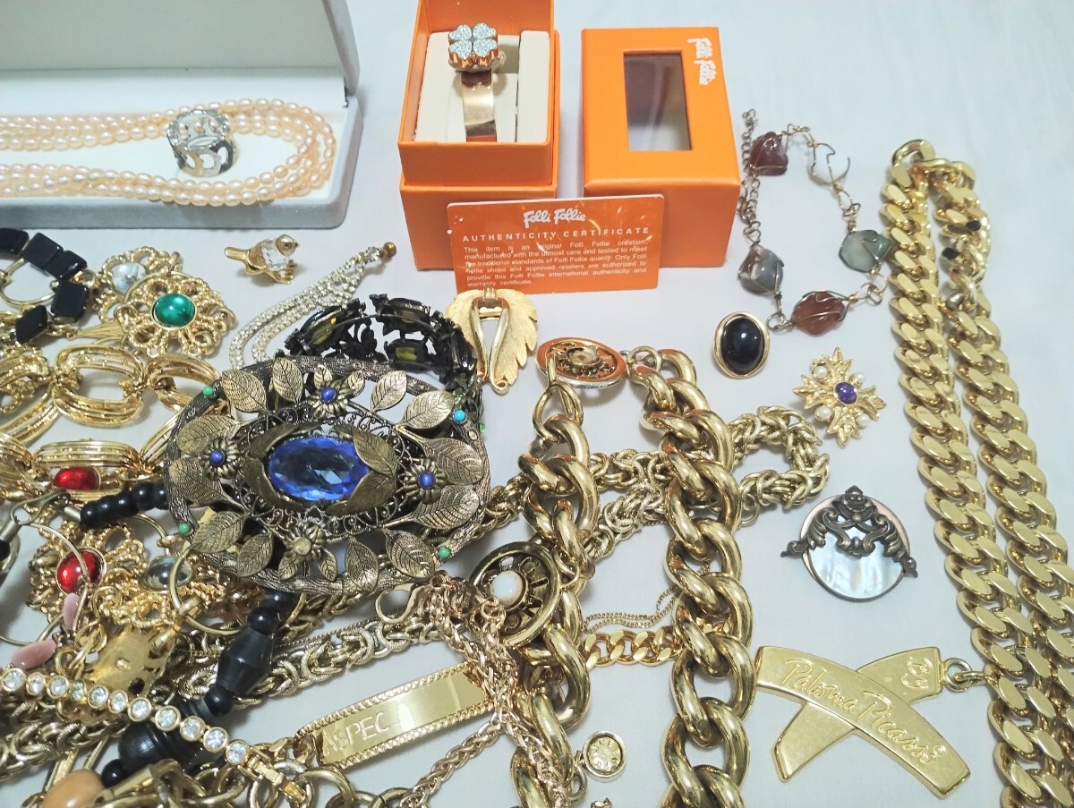 [1 иен ~] позолоченный аксессуары много суммировать примерно 7.1kg K10×SV кольцо натуральный камень жемчуг бренд SV печать есть колье breath др. декортивный элемент 