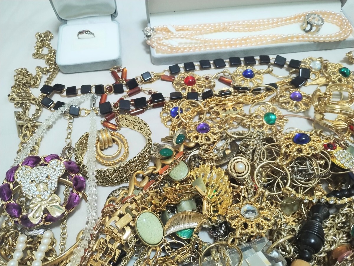 [1 иен ~] позолоченный аксессуары много суммировать примерно 7.1kg K10×SV кольцо натуральный камень жемчуг бренд SV печать есть колье breath др. декортивный элемент 