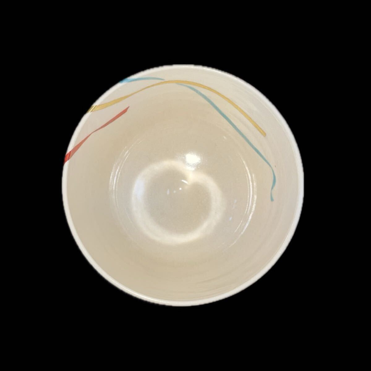 茶道具 通次阿山 仁清写 船出 茶碗 色絵金銀彩 共箱（6b090716 1/6）_画像4