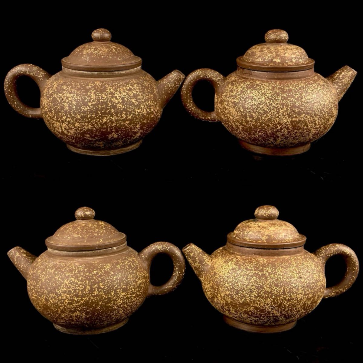 唐物 朱泥 梨皮 砲口 急須 一対 紫砂 紫泥 茶壷 茶器 中国宜興 中国古玩（1b1111ka 70）_画像2