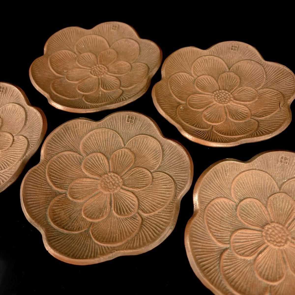 唐物 朱泥 茶托 小皿 梅形 五客 紫砂 紫泥 茶器 中国宜興 中国古玩（1b1111ka 5）_画像5