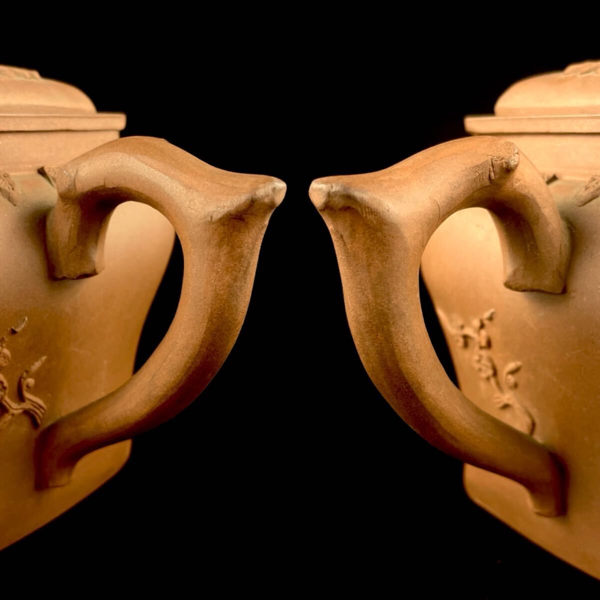 唐物 朱泥 松竹梅 四方 急須 清代 乾隆 紫砂 紫泥 茶壷 茶器 中国宜興 中国古玩（3b1111ka 2）_画像5