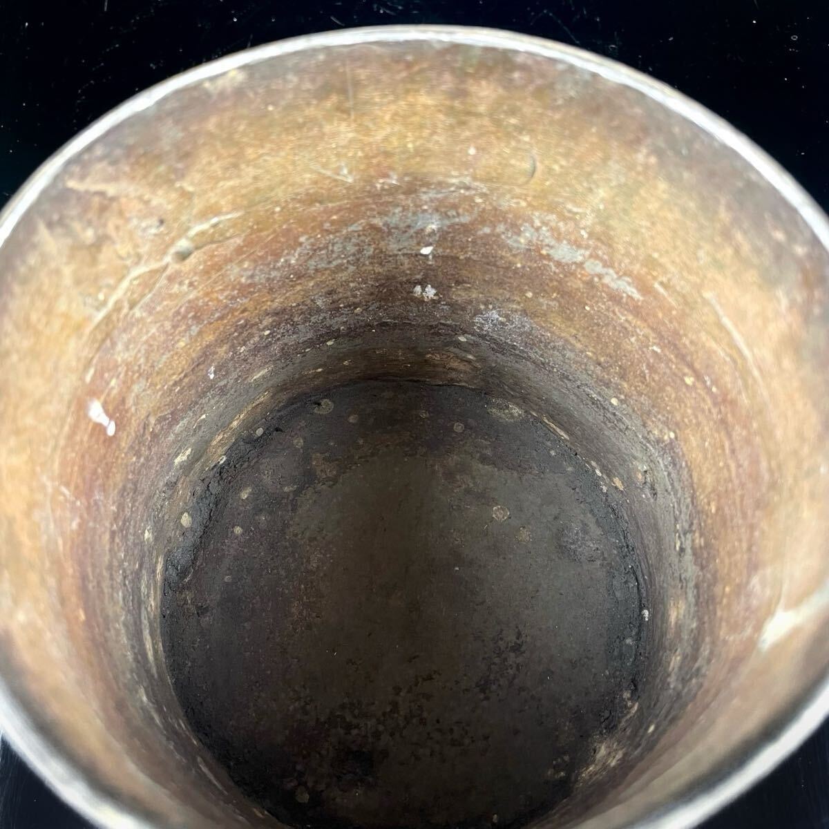 煎茶道具 唐物 点銅 乾茂號造 古錫 錫製 茶こぼし 茶器 茶壷 茶入 時代 中国古玩（6b1111ka 0）_画像6