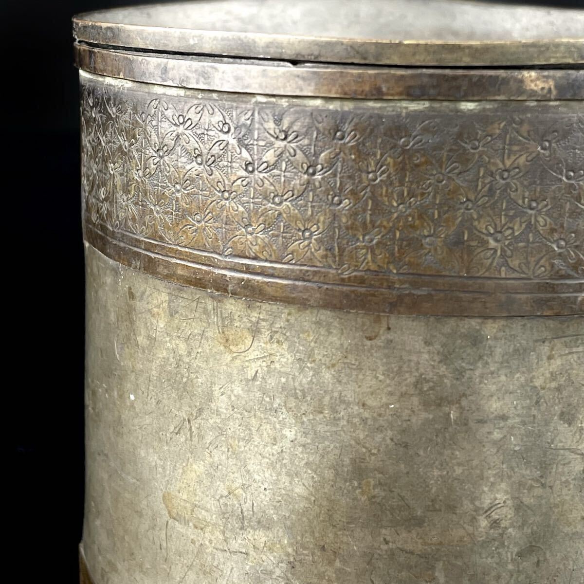 煎茶道具 唐物 点銅 乾茂號造 古錫 錫製 茶こぼし 茶器 茶壷 茶入 時代 中国古玩（6b1111ka 0）_画像7