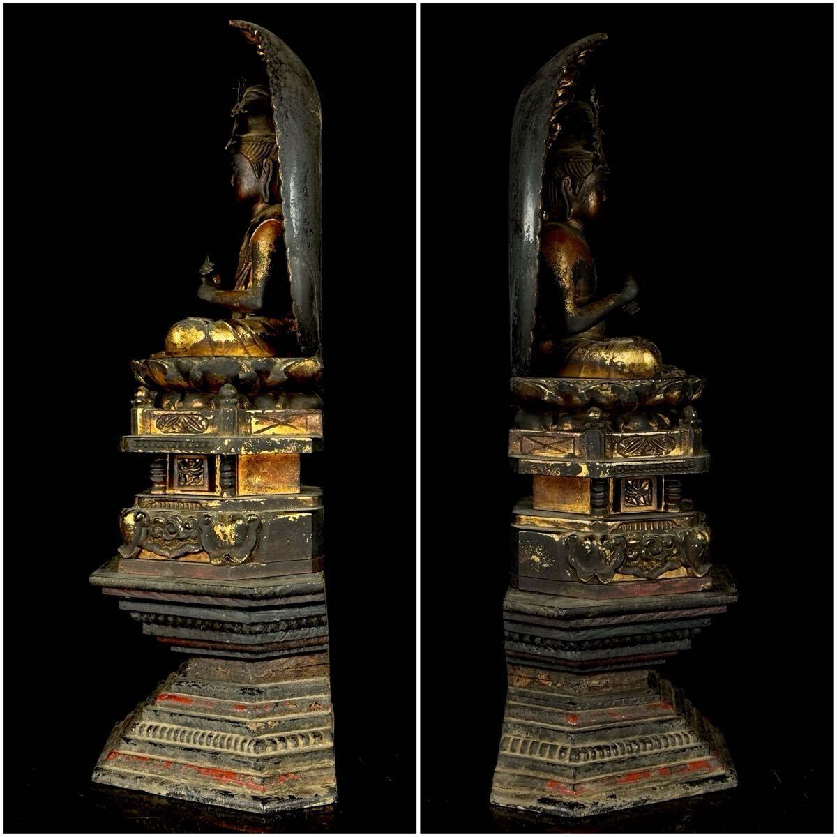  буддизм изобразительное искусство дерево гравюра большой день .. изображение . изображение высота 45. изображение Будды золотая краска . золотой маленький . скульптура час товар взамен [6b1018f3 5]