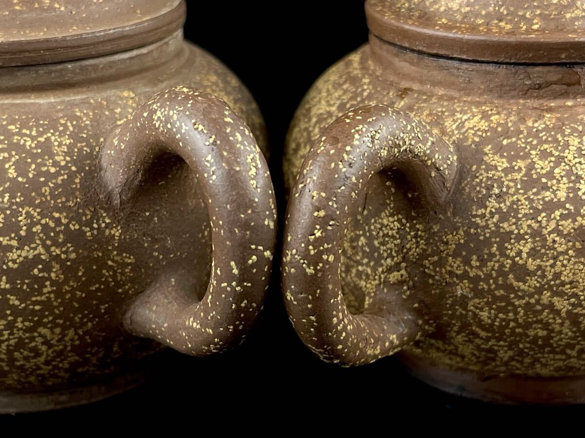 唐物 朱泥 梨皮 砲口 急須 一対 紫砂 紫泥 茶壷 茶器 中国宜興 中国古玩（1b1111ka 70）_画像6