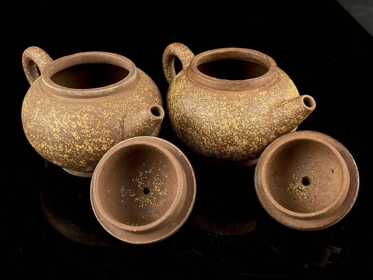 唐物 朱泥 梨皮 砲口 急須 一対 紫砂 紫泥 茶壷 茶器 中国宜興 中国古玩（1b1111ka 70）_画像9