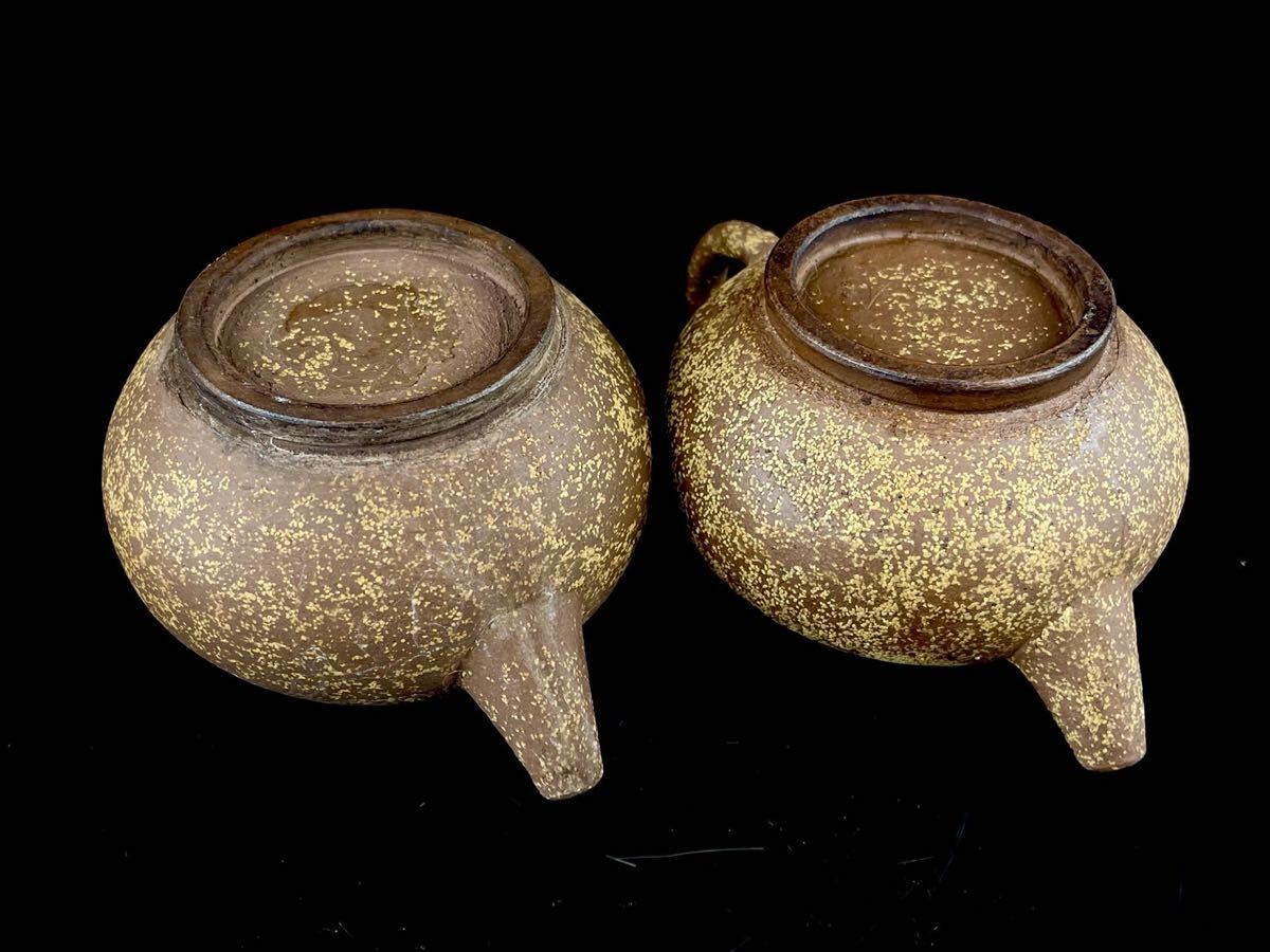 唐物 朱泥 梨皮 砲口 急須 一対 紫砂 紫泥 茶壷 茶器 中国宜興 中国古玩（1b1111ka 70）_画像10