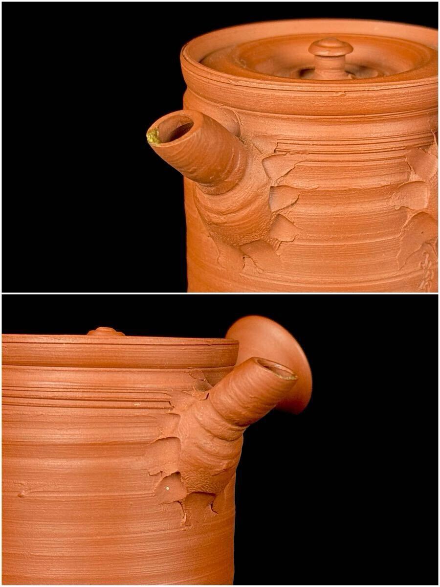 煎茶道具 山田 常山 造 朱泥 横手 急須 茶壷 常滑焼 時代 【2a092522 0】_画像4