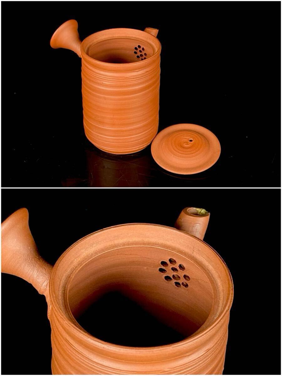 煎茶道具 山田 常山 造 朱泥 横手 急須 茶壷 常滑焼 時代 【2a092522 0】_画像9