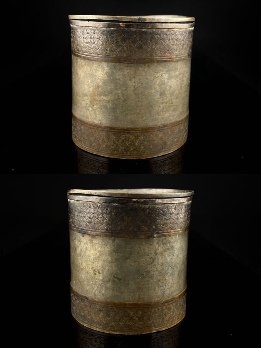 煎茶道具 唐物 点銅 乾茂號造 古錫 錫製 茶こぼし 茶器 茶壷 茶入 時代 中国古玩（6b1111ka 0）_画像2