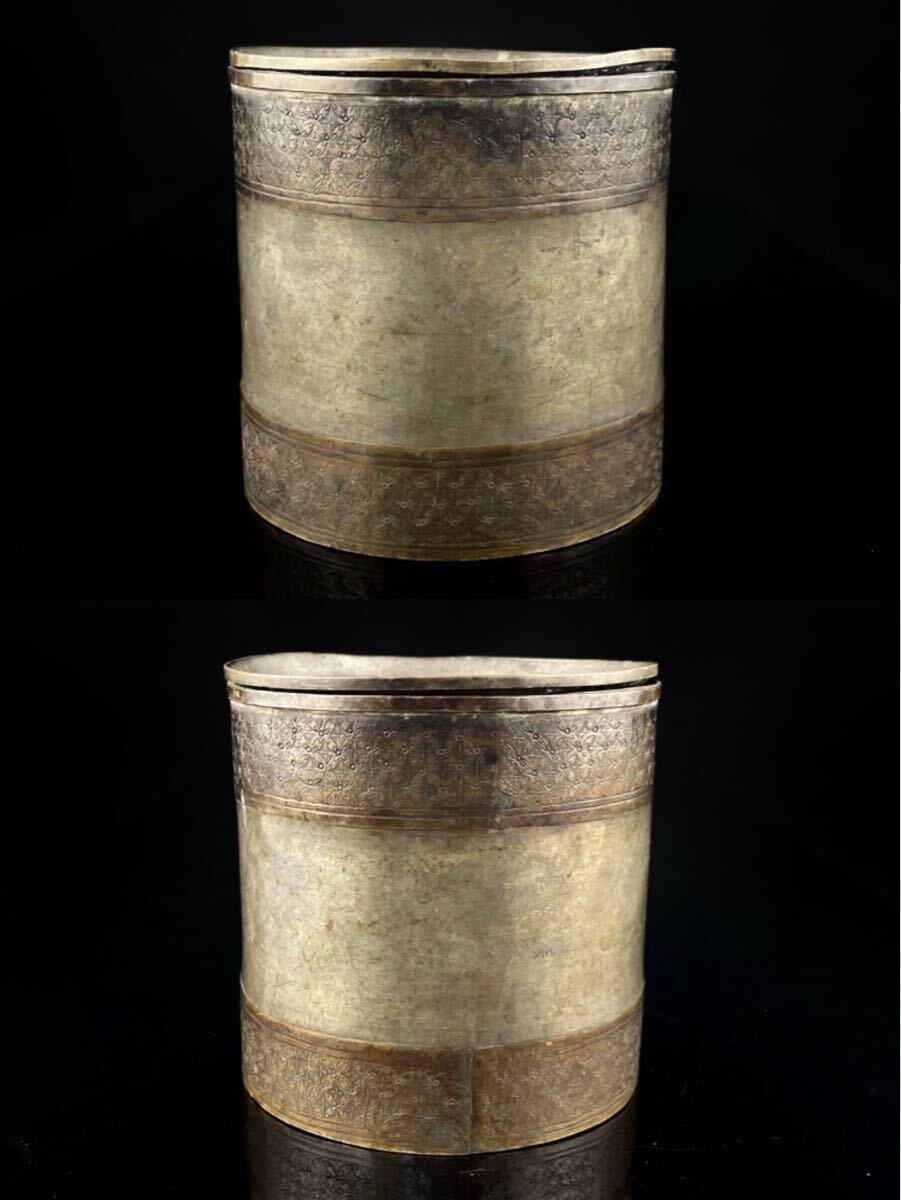 煎茶道具 唐物 点銅 乾茂號造 古錫 錫製 茶こぼし 茶器 茶壷 茶入 時代 中国古玩（6b1111ka 0）_画像3