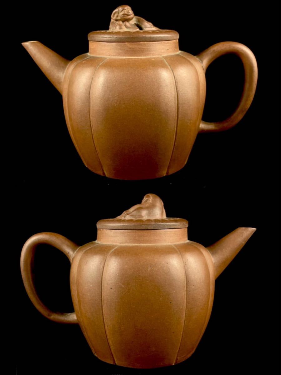 煎茶道具 唐物 朱泥 在銘 急須 砲口 獅子摘 紫砂 紫泥 茶壷 茶器 中国宜興 （b111/2 0）_画像2