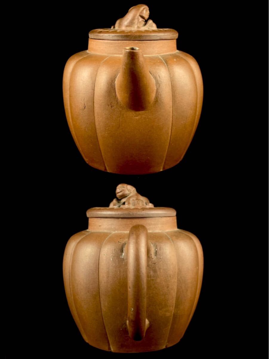 煎茶道具 唐物 朱泥 在銘 急須 砲口 獅子摘 紫砂 紫泥 茶壷 茶器 中国宜興 （b111/2 0）_画像3