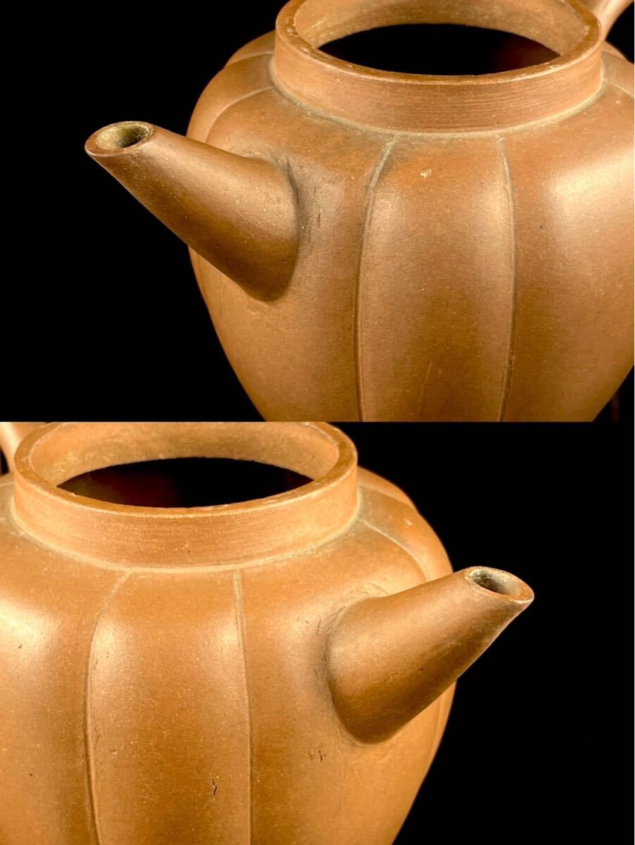 煎茶道具 唐物 朱泥 在銘 急須 砲口 獅子摘 紫砂 紫泥 茶壷 茶器 中国宜興 （b111/2 0）_画像4