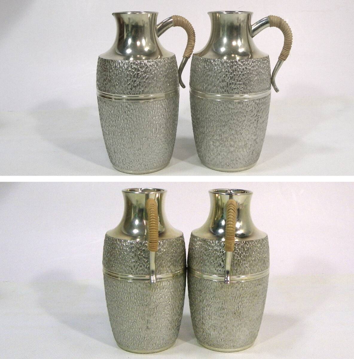 ゆうパック.60サイズ送料記載済み 錫半 酒器セット ちろり.盃 ケース付き 記念盃 程度良ですが底傷 日本酒.熱燗(赤枠.楽)_画像7