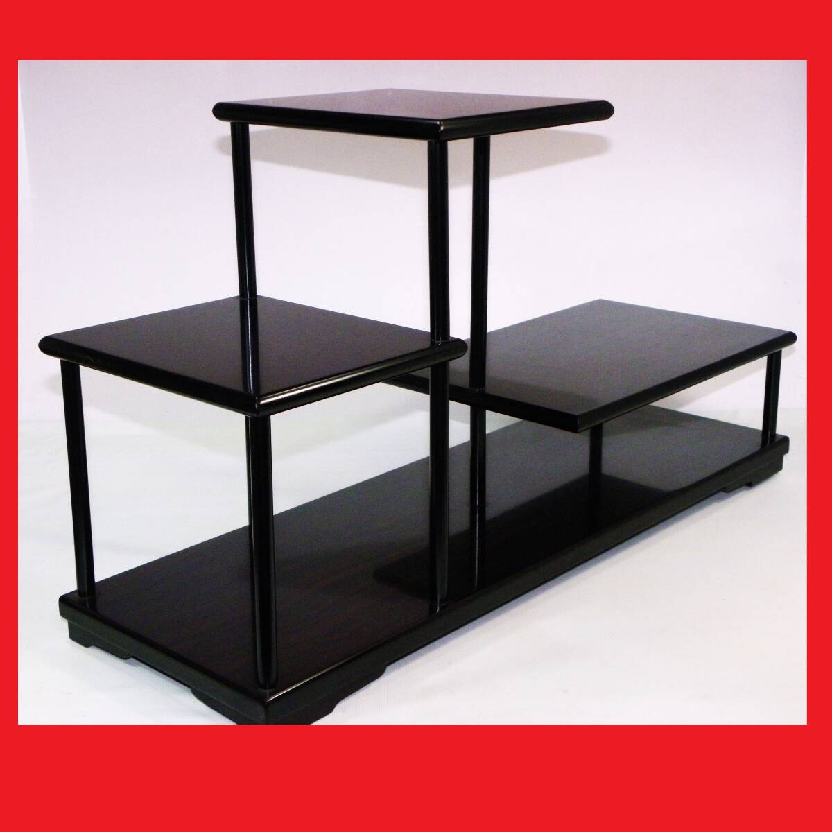 ゆうパック.140サイズ送料記載済み　飾り台 違い棚　香炉.花器.銅像.その他.小物等　床の間にH/33.5ｃｍ位　60ｃｍ位ｘ20ｃｍ位（赤枠.楽）_画像1