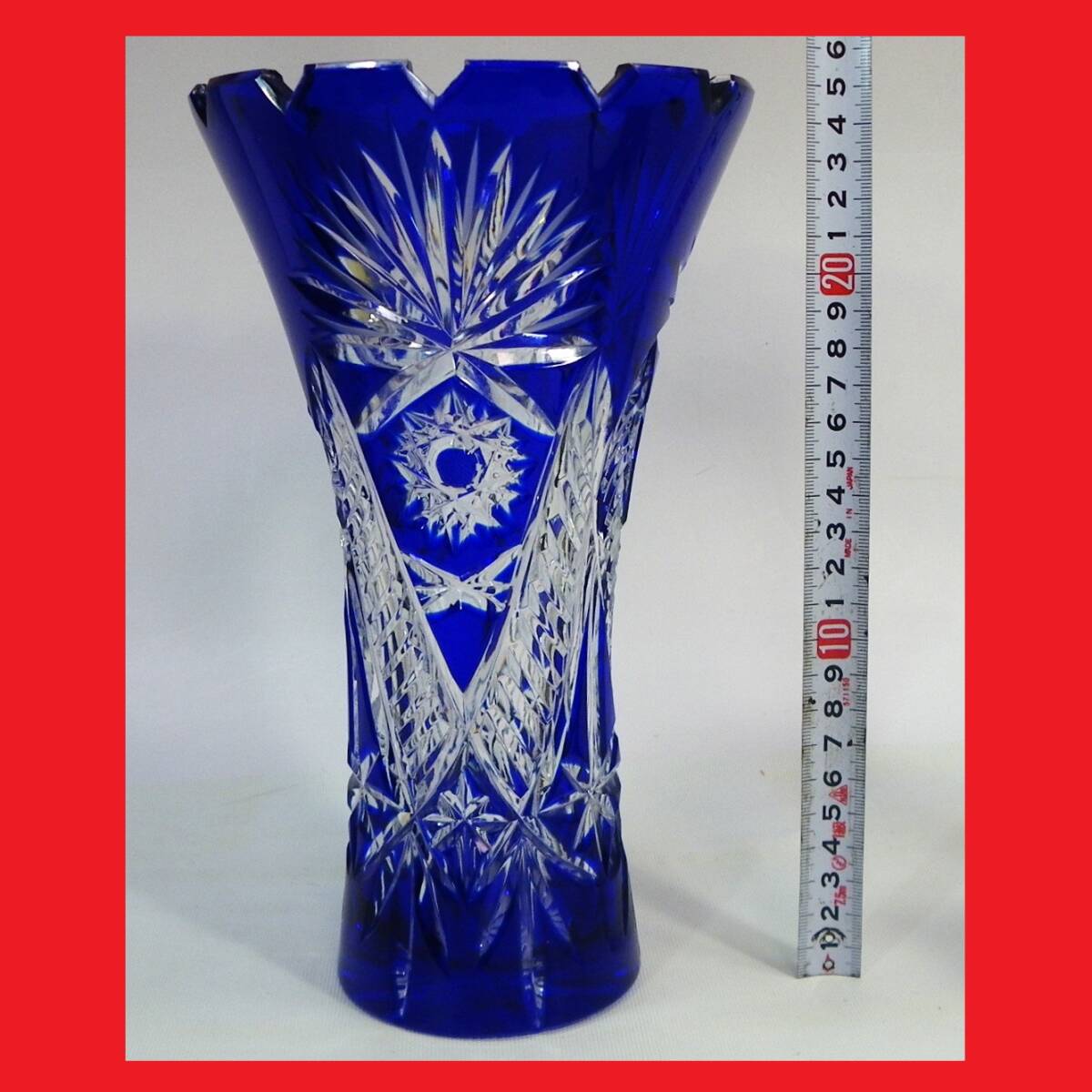 ゆうパック.80サイズ送料記載済み 切子 花瓶 フラワーポット Flower vase ワレも欠けも無し(赤枠.樂多我)_画像1