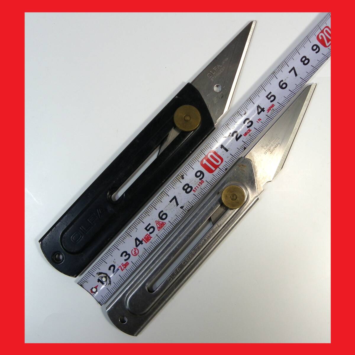 定形外郵便.270円発送OK オルファ OLFA クラフトナイフXL クラフトナイフ-L ナイフ 2本セット ハンドクラフト USEDです(赤枠.楽)_画像1