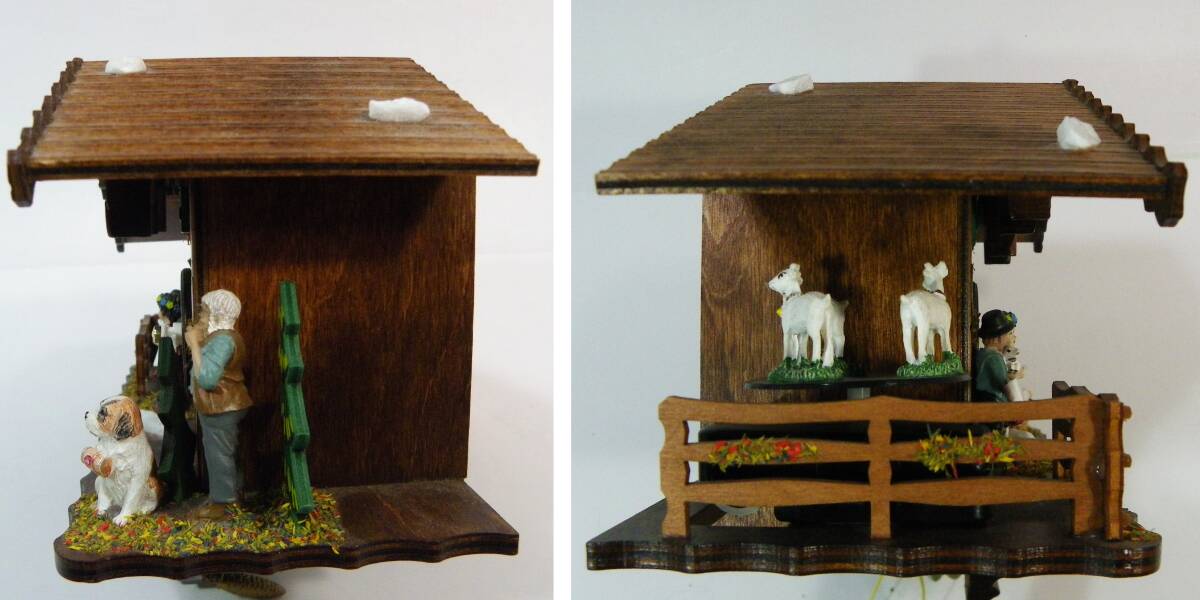 ゆうパック.80サイズ送料記載済み アルプスの少女ハイジ 掛け時計 おじいさんの山小屋 時間はおおむね正確 山羊回転OK(赤枠.楽)_画像3