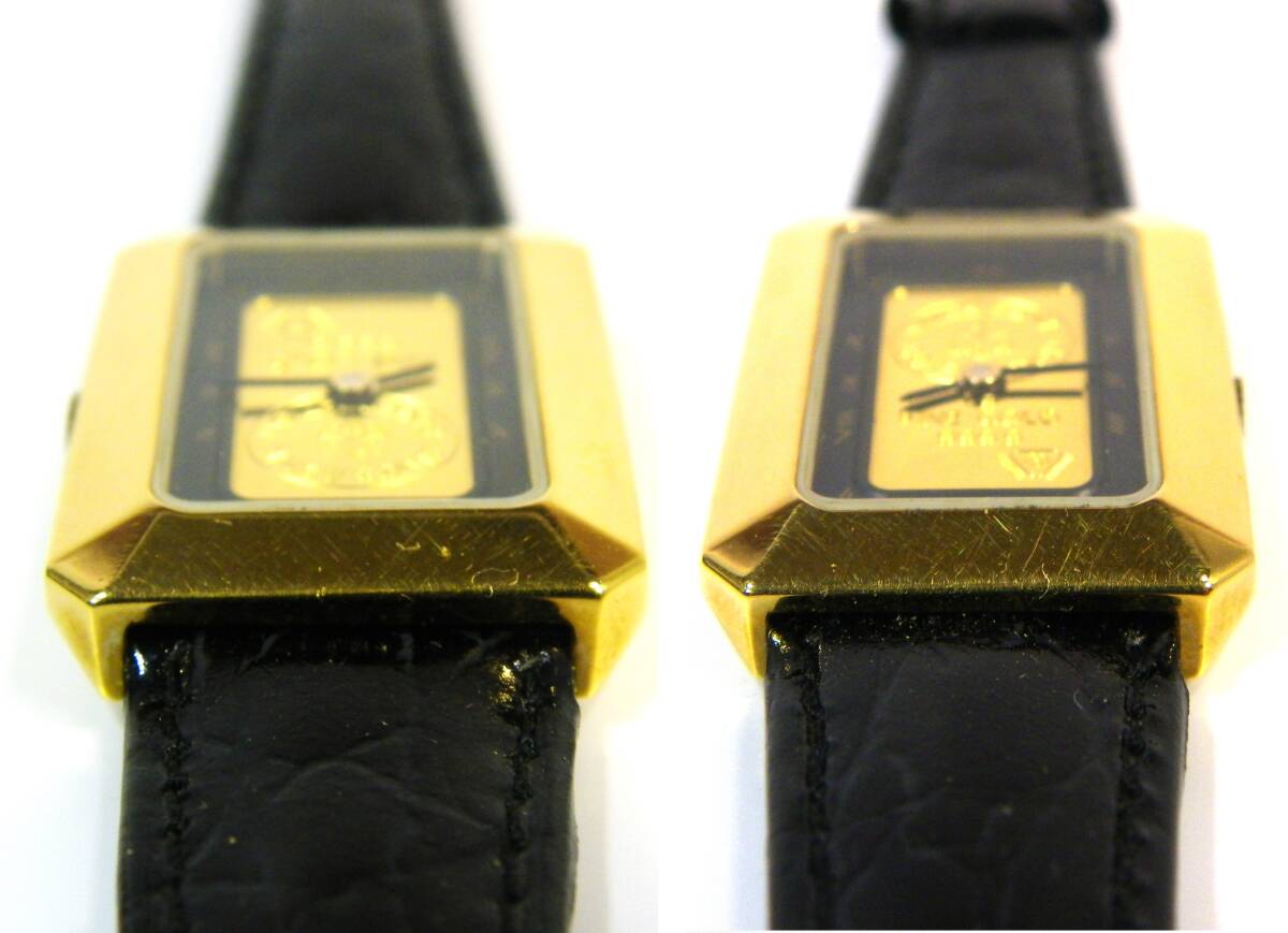  нестандартная пересылка.390 иен отправка OK Швейцария Bank печать чистота 999.9 in gotoGOLD женский. золотой часы здесь . обратная сторона крышка открыть . не Junk ( красный рамка-оправа. приятный )