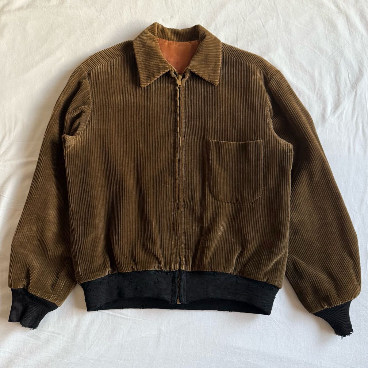 希少! 50s 片ポケ 太畝コーデュロイ ジャケット USA製 ヴィンテージ TALON ブルゾン ブラウン ロカビリー スウィングトップ 40s 60s_画像1