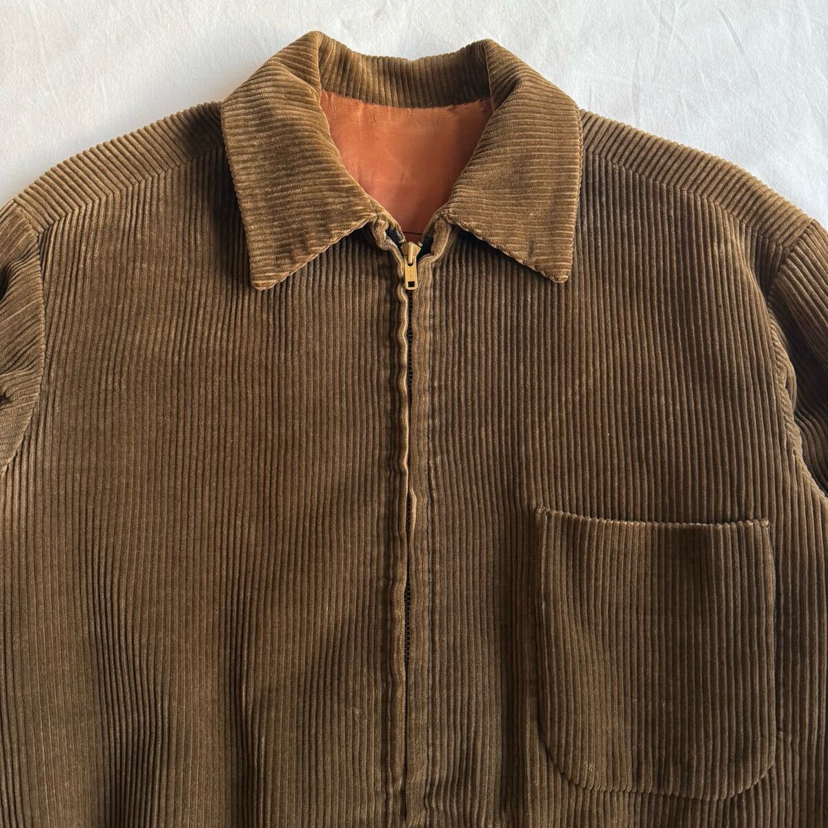 希少! 50s 片ポケ 太畝コーデュロイ ジャケット USA製 ヴィンテージ TALON ブルゾン ブラウン ロカビリー スウィングトップ 40s 60s_画像2