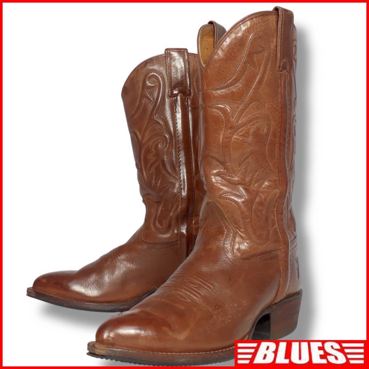 即決★メキシコ製 FRYE★26cm レザーウエスタンブーツ フライ メンズ 8 B 茶 本革 カウボーイブーツ 本皮_画像1