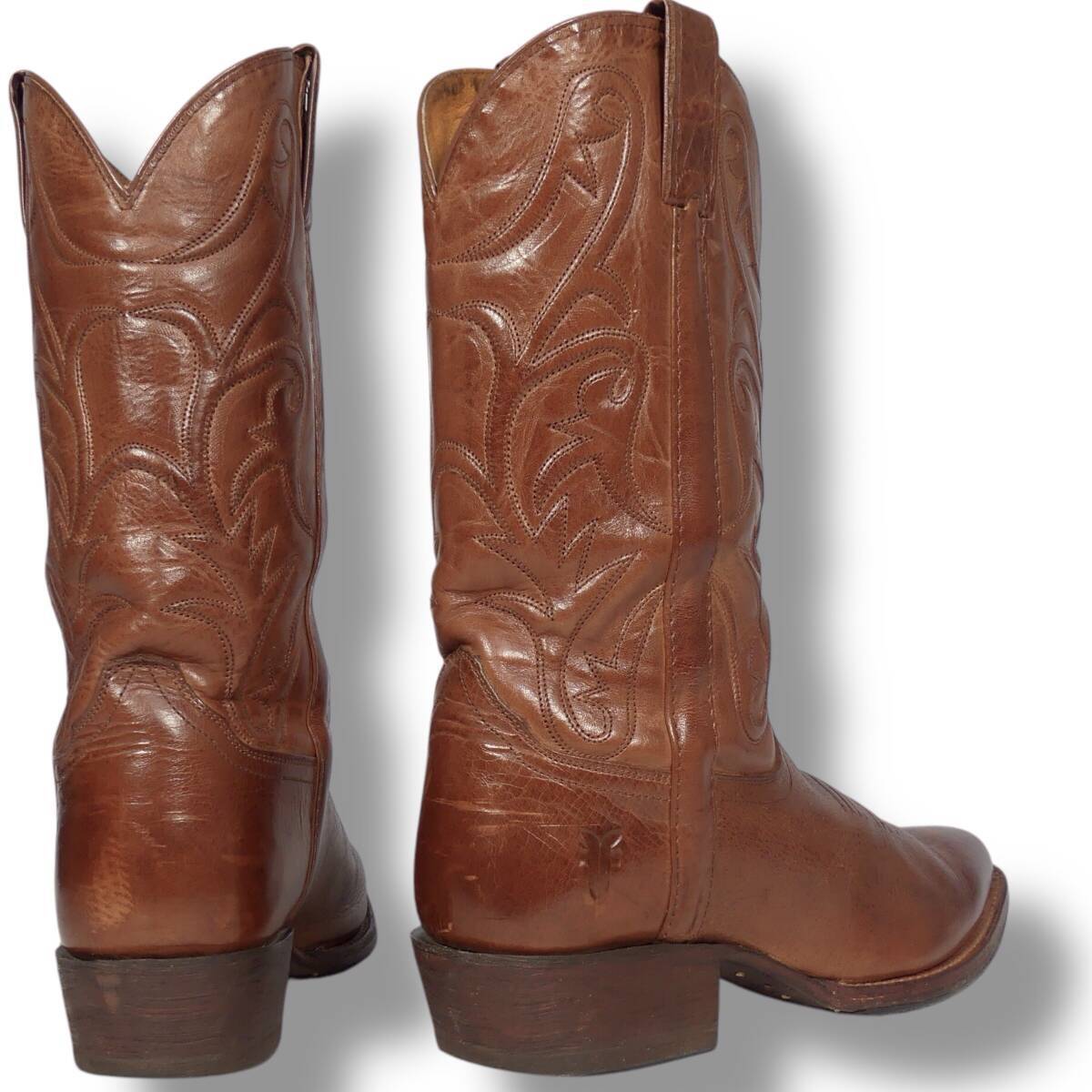 即決★メキシコ製 FRYE★26cm レザーウエスタンブーツ フライ メンズ 8 B 茶 本革 カウボーイブーツ 本皮_画像3