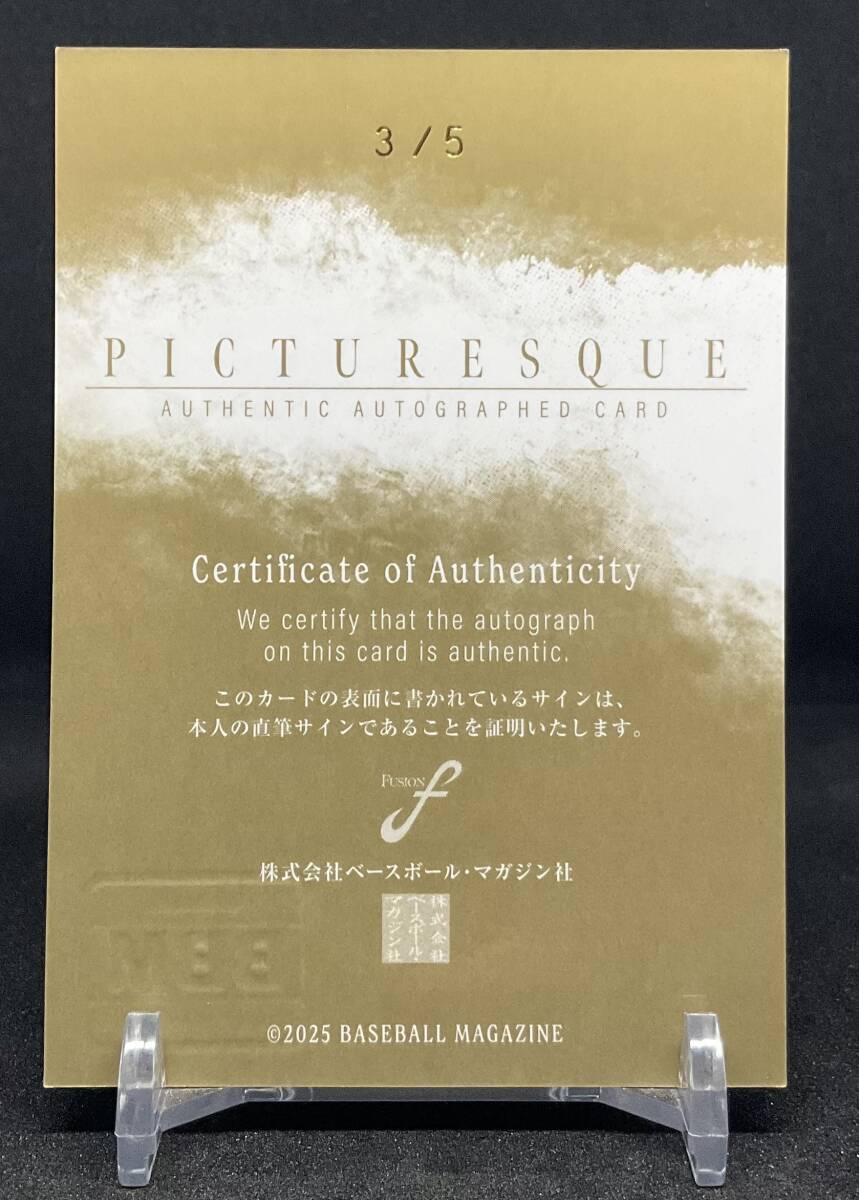 2025 BBM FUSION 山崎康晃 (横浜DeNAベイスターズ) PICTURESQUE 直筆サインカード 5枚限定_画像2
